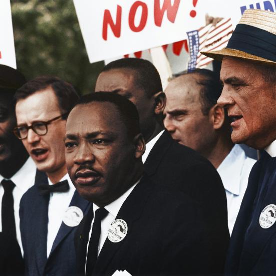 Civil Rights March on Washington, D.C. [Dr. Martin Luther King, Jr. and Mathew Ahmann in a crowd.], 8/28/1963